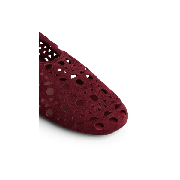 Alaia Slippers Vienne in Suede Calfskin, Cherry | Flats | Luxury Shoes 
