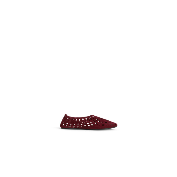 Alaia Slippers Vienne in Suede Calfskin, Cherry | Flats | Luxury Shoes 