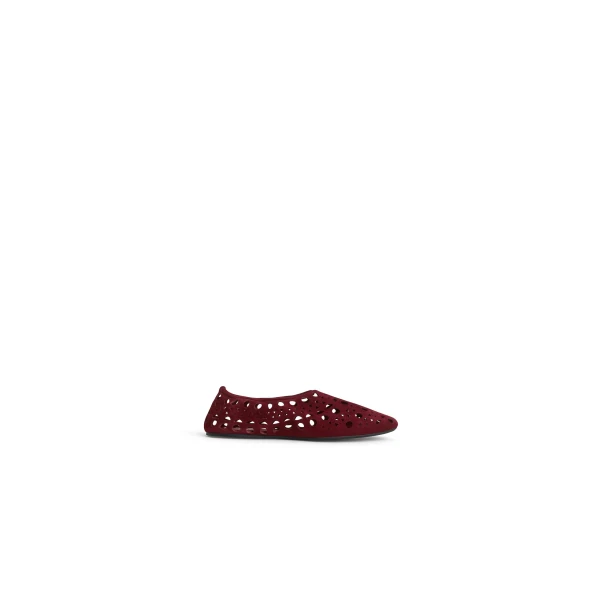 Alaia Slippers Vienne in Suede Calfskin, Cherry | Flats | Luxury Shoes 