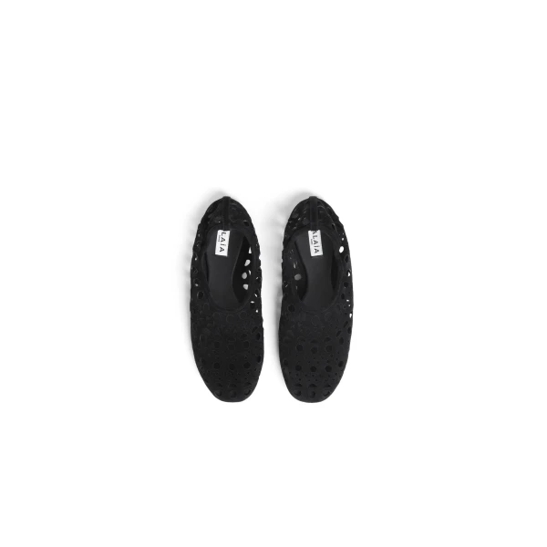 Alaia Slippers Vienne in Velvet Calfskin, Black | Flats | Luxury Shoes 