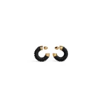 Alaia Small Bobine Hoops in Navy and Gold | Earrings | Luxury Shoes 