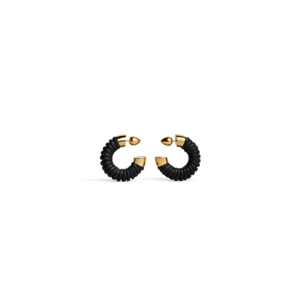 Small Bobine Hoops in Navy and Gold