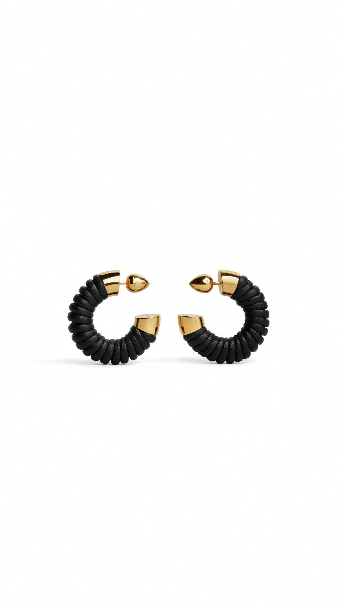 Alaia Small Bobine Hoops in Navy and Gold Alaia Small Bobine Hoops in Navy and Gold | Earrings | Luxury Shoes