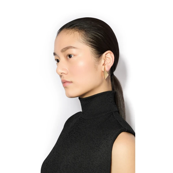 Alaia Small Edge Earrings in Gold | Earrings | Luxury Shoes 
