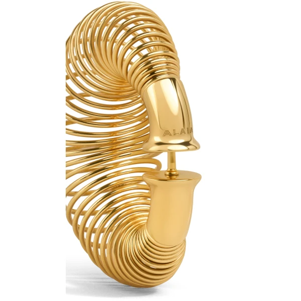 Alaia Small Spiral Hoops in Gold | Earrings | Luxury Shoes 