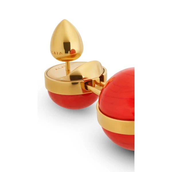 Alaia Sphere Small Pendant Earrings in Orange | Earrings | Luxury Shoes 