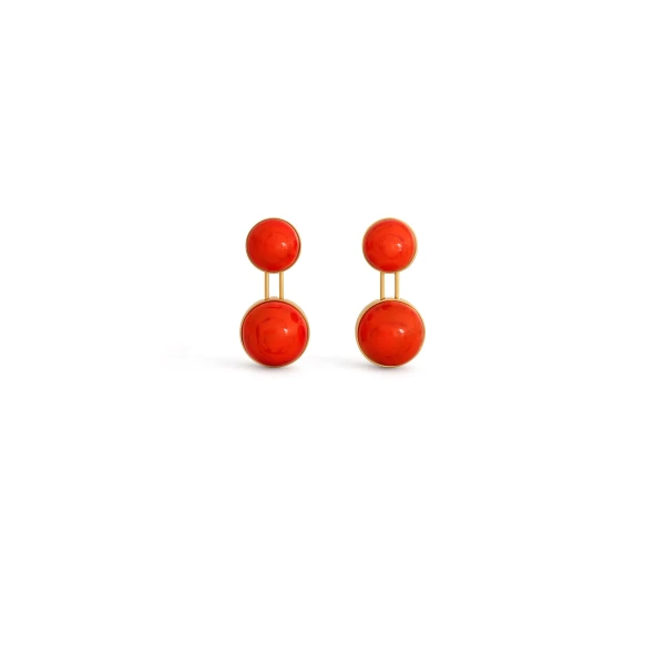 Sphere Small Pendant Earrings in Orange
