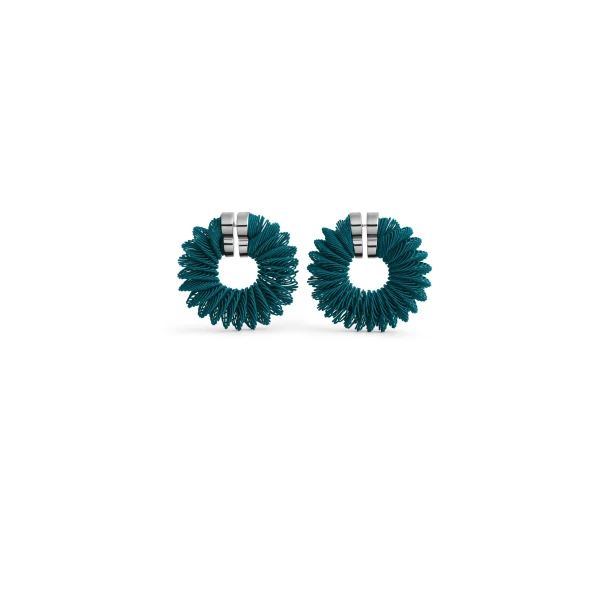 Spiral Hoop Earrings in China Blue