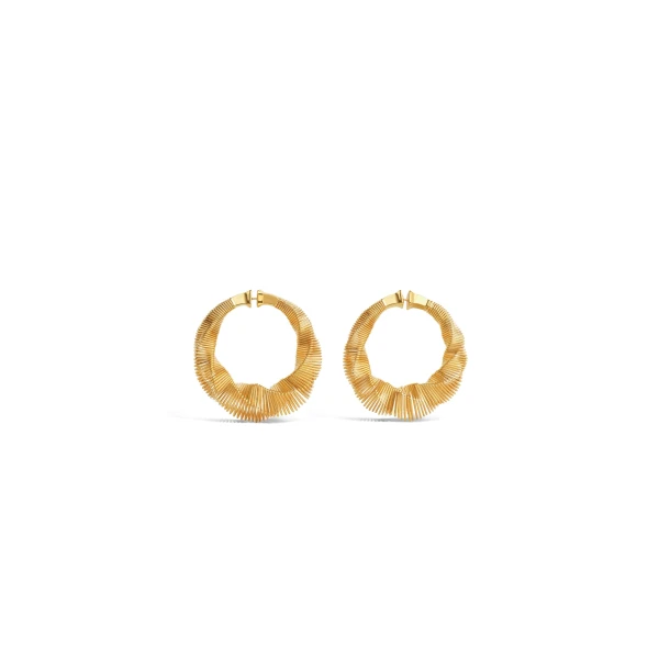 Alaia Spiral Square Hoops in Gold | Earrings | Luxury Shoes 
