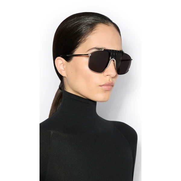 Alaia Square Aviator Sunglasses in Silver and Grey | Sunglasses | Luxury Shoes 