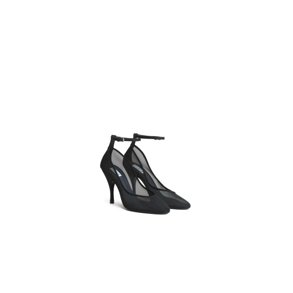 Alaia Strappy Pumps in Mesh, Black, 100 mm | Heels | Luxury Shoes 