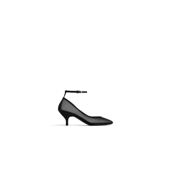 Strappy Pumps in Mesh, Black, 60 mm