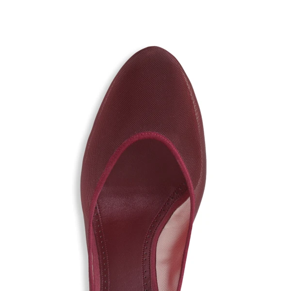 Alaia Strappy Pumps in Mesh, Bordeaux, 100 mm | Heels | Luxury Shoes 