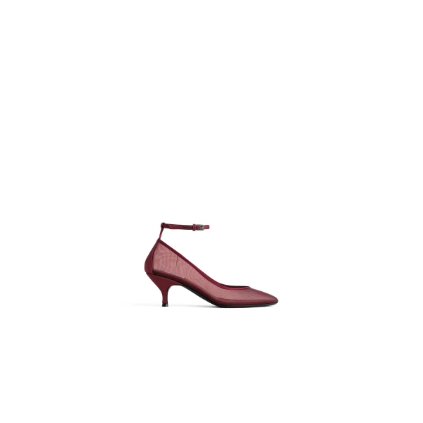 Strappy Pumps in Mesh, Bordeaux, 60 mm