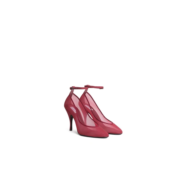Alaia Strappy Pumps in Mesh, Coral | Heels | Luxury Shoes 