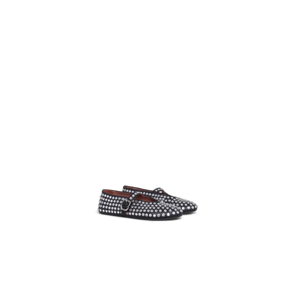 Alaia Strass Lambskin Ballet Flats in Black | Flats | Luxury Shoes 