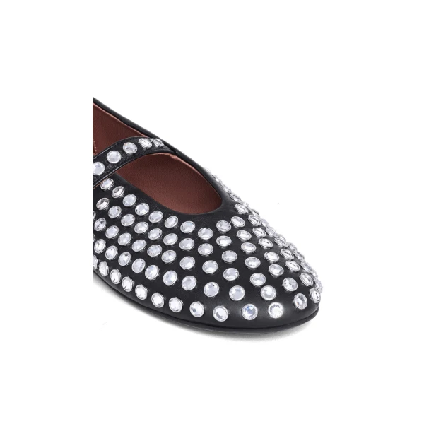 Alaia Strass Lambskin Ballet Flats in Black | Flats | Luxury Shoes 