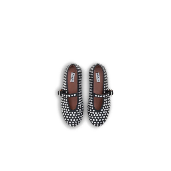 Alaia Strass Lambskin Ballet Flats in Black | Flats | Luxury Shoes 