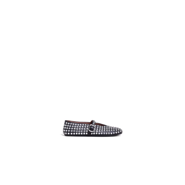 Alaia Strass Lambskin Ballet Flats in Black | Flats | Luxury Shoes 