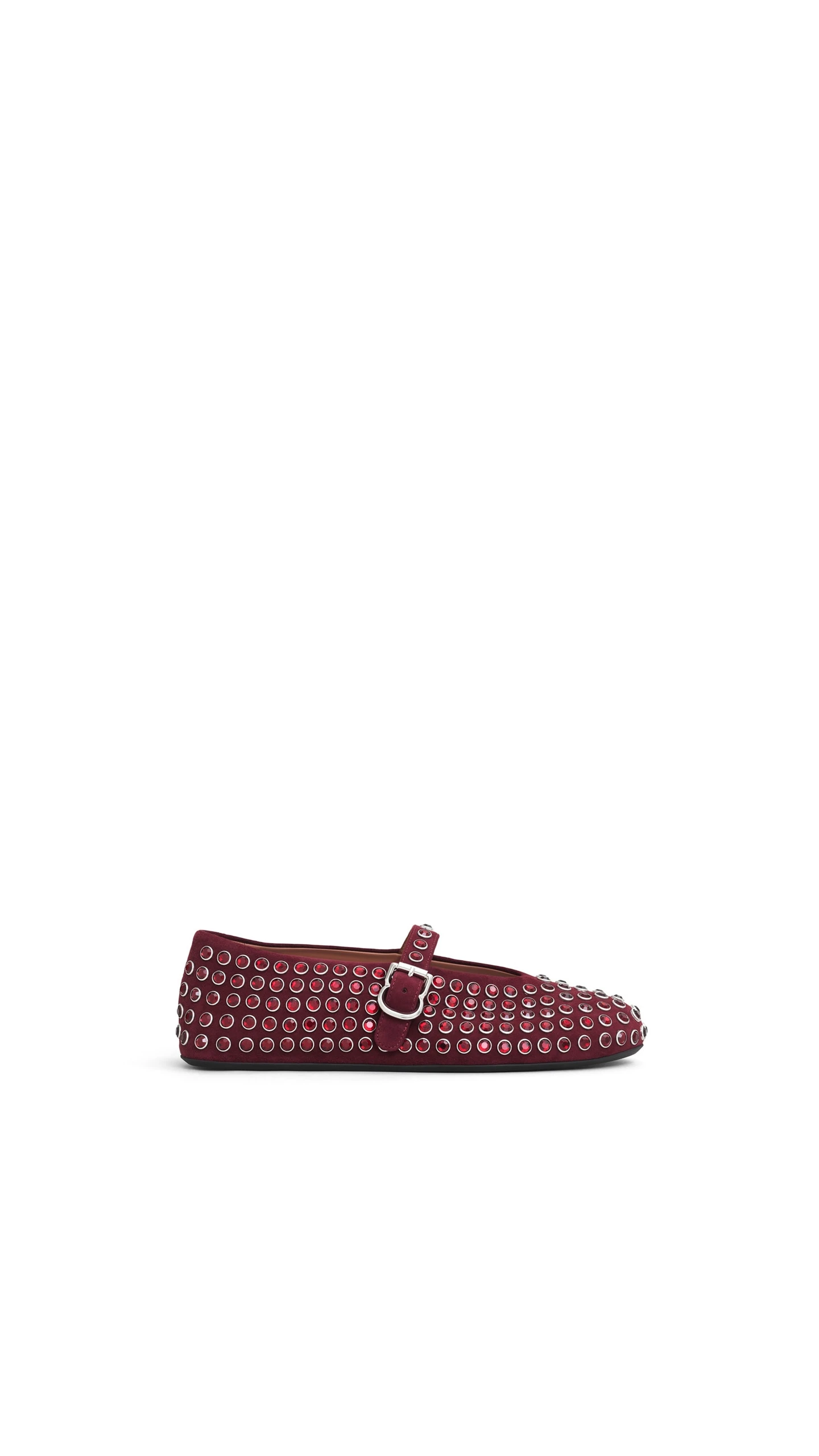 Alaia Strass Suede Ballet Flats in Garnet Red Alaia Strass Suede Ballet Flats in Garnet Red | Flats | Luxury Shoes