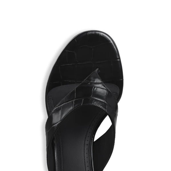 Alaia Thong Mules in Crocodile Embossed Calfskin, Black, 55 mm | Mules | Luxury Shoes 
