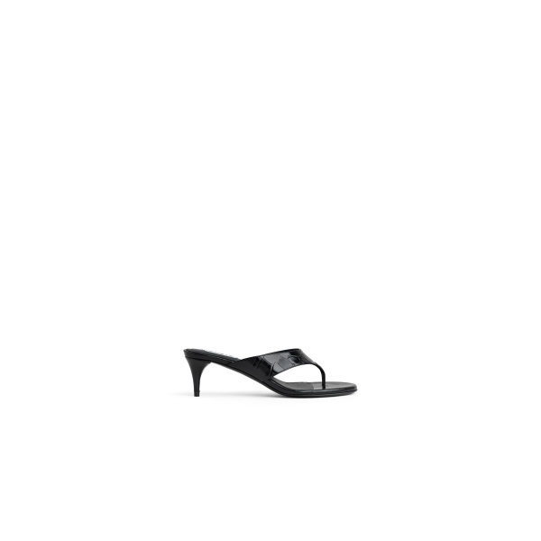 Alaia Thong Mules in Crocodile Embossed Calfskin, Black, 55 mm | Mules | Luxury Shoes 