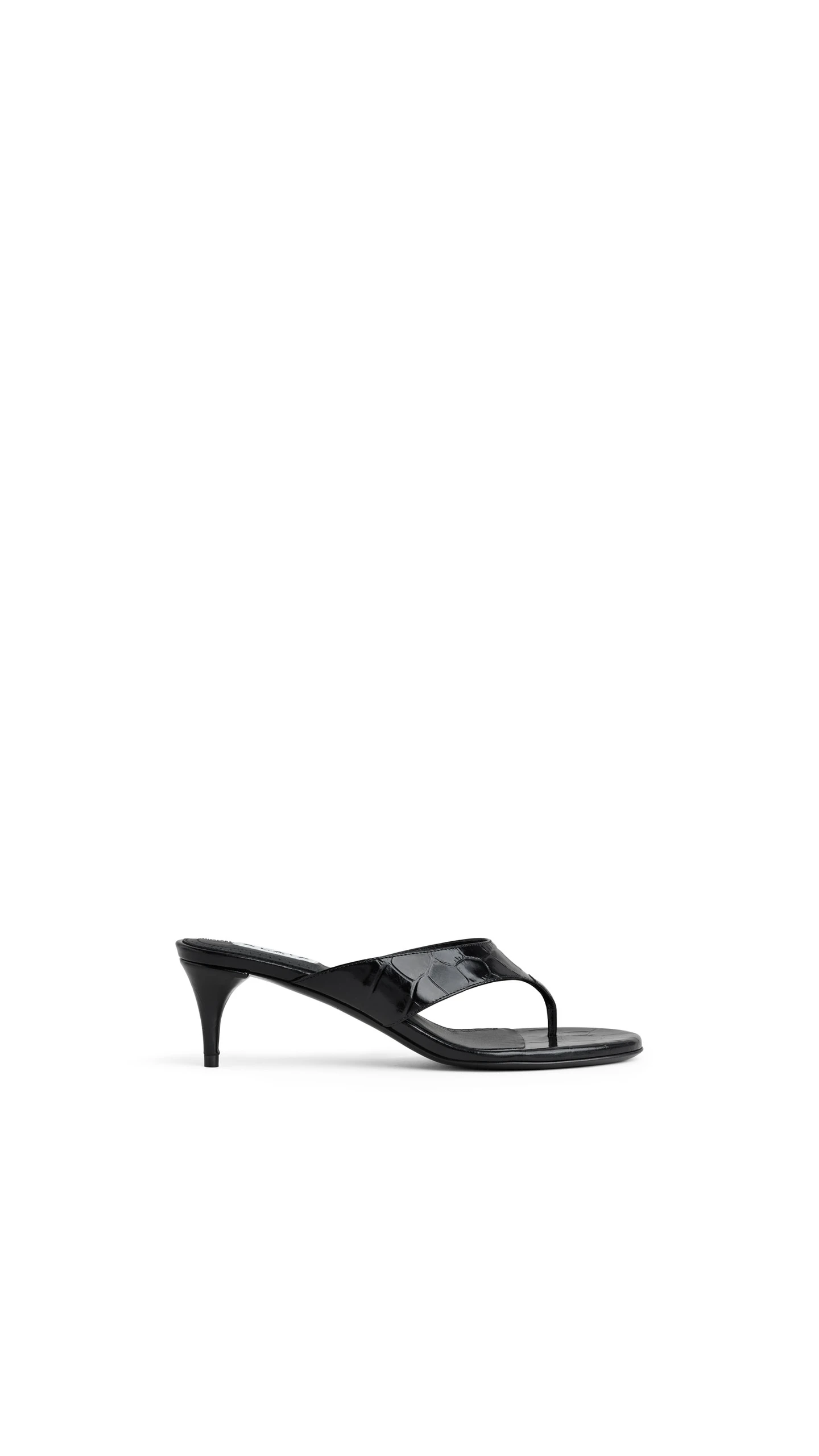 Alaia Thong Mules in Crocodile Embossed Calfskin, Black, 55 mm Alaia Thong Mules in Crocodile Embossed Calfskin, Black, 55 mm | Mules | Luxury Shoes