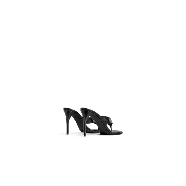 Alaia Thong Mules in Crocodile Embossed Calfskin, Black, 90 mm | Mules | Luxury Shoes 