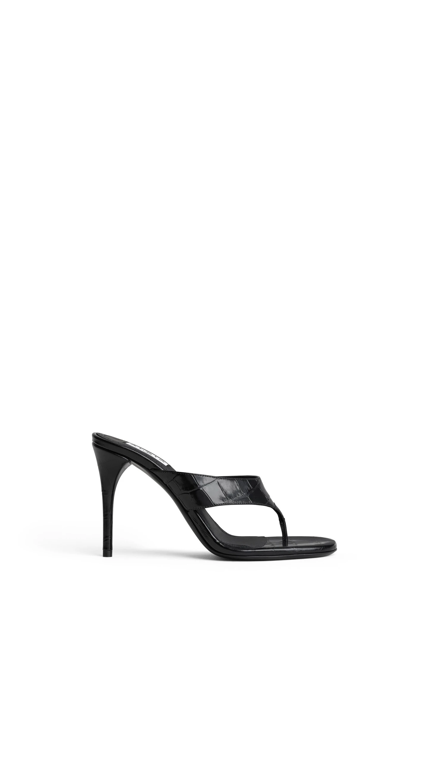 Alaia Thong Mules in Crocodile Embossed Calfskin, Black, 90 mm Alaia Thong Mules in Crocodile Embossed Calfskin, Black, 90 mm | Mules | Luxury Shoes