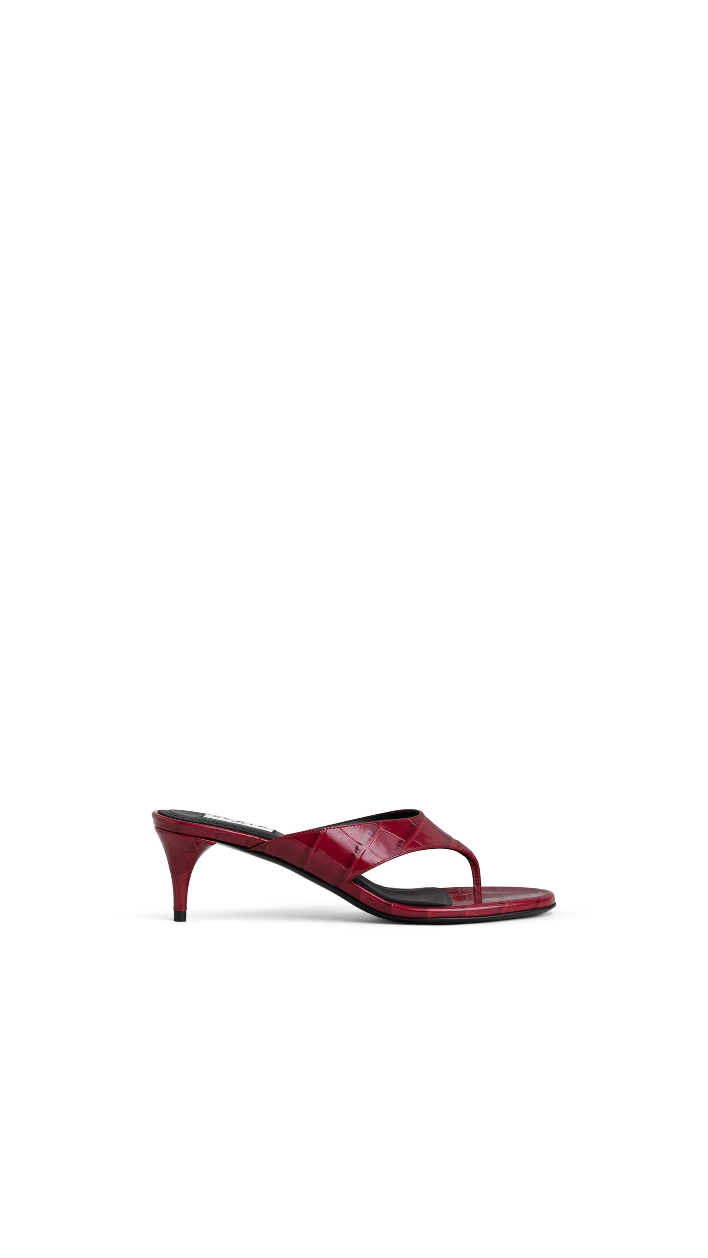Alaia Thong Mules in Crocodile Embossed Calfskin, Cherry Alaia Thong Mules in Crocodile Embossed Calfskin, Cherry | Mules | Luxury Shoes
