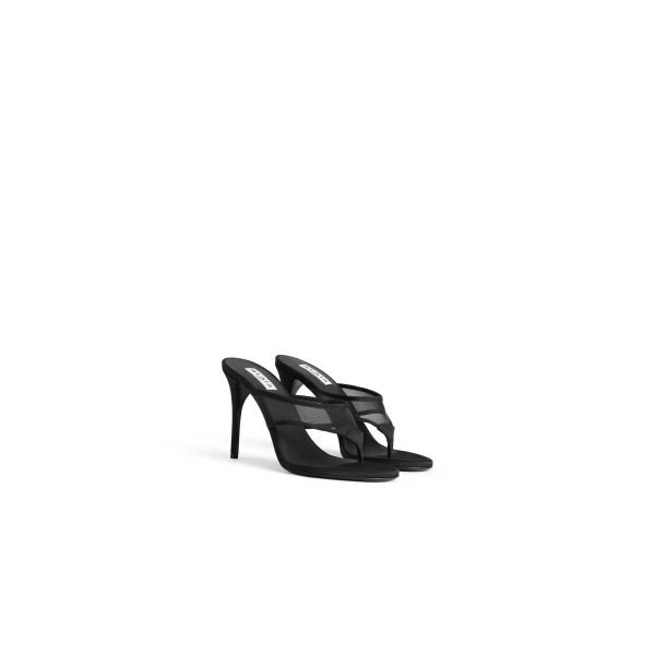 Alaia Thong Mules in Mesh, Black, 90 mm | Mules | Luxury Shoes 