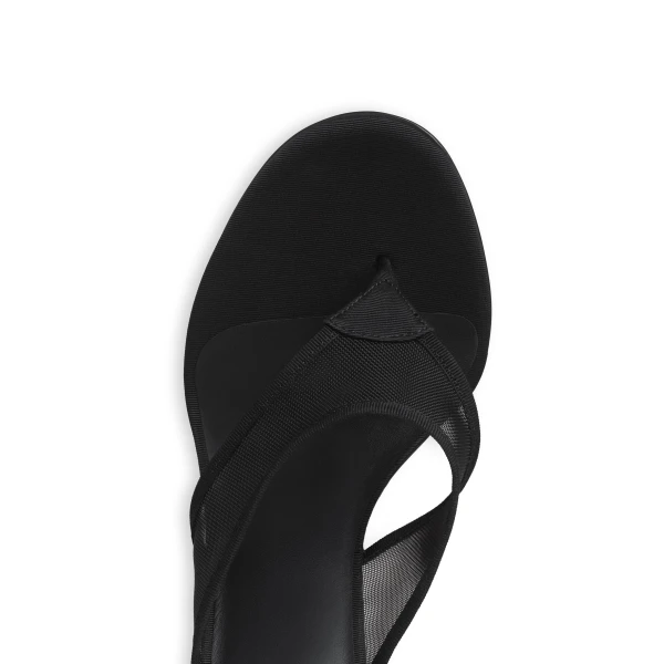 Alaia Thong Mules in Mesh, Black, 90 mm | Mules | Luxury Shoes 