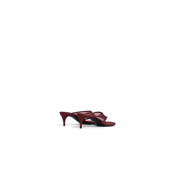 Alaia Thong Mules in Mesh, Bordeaux | Mules | Luxury Shoes 