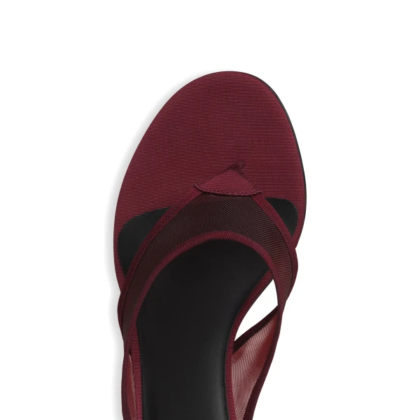 Alaia Thong Mules in Mesh, Bordeaux | Mules | Luxury Shoes 