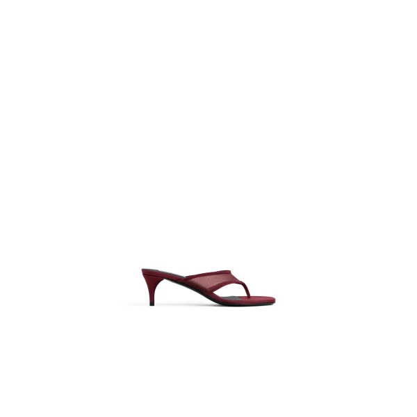 Thong Mules in Mesh, Bordeaux
