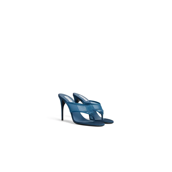Alaia Thong Mules in Mesh, Faded Blue | Mules | Luxury Shoes 