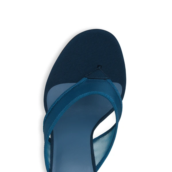 Alaia Thong Mules in Mesh, Faded Blue | Mules | Luxury Shoes 