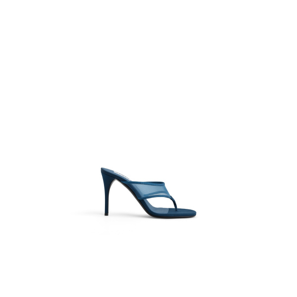 Alaia Thong Mules in Mesh, Faded Blue | Mules | Luxury Shoes 