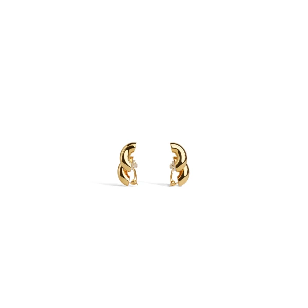 Alaia Torsion Clip Earrings in Gold | Earrings | Luxury Shoes 