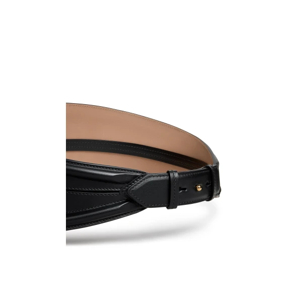 Alaia Tube Corset Belt in Calfskin, Black | Belts | Luxury Shoes 