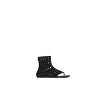 Alaia Vienne High Flat Sandals in Velvet Calfskin, Black | Sandals | Luxury Shoes 
