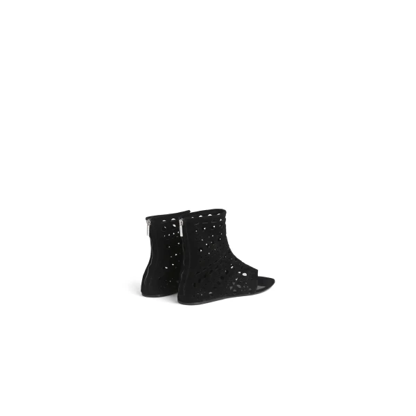 Alaia Vienne High Flat Sandals in Velvet Calfskin, Black | Sandals | Luxury Shoes 