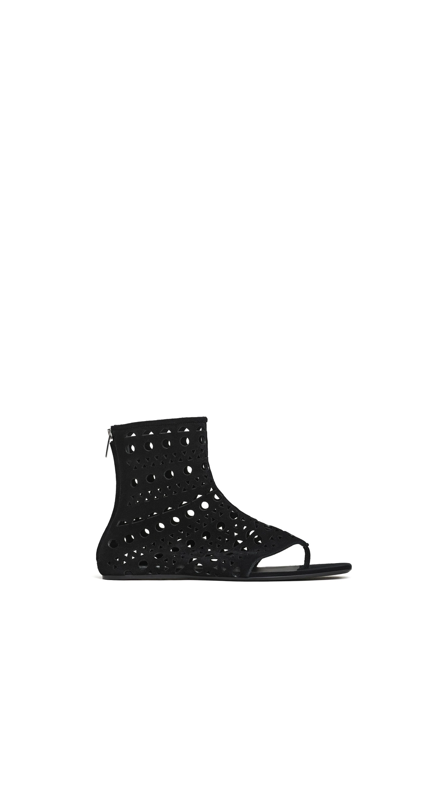 Alaia Vienne High Flat Sandals in Velvet Calfskin, Black Alaia Vienne High Flat Sandals in Velvet Calfskin, Black | Sandals | Luxury Shoes