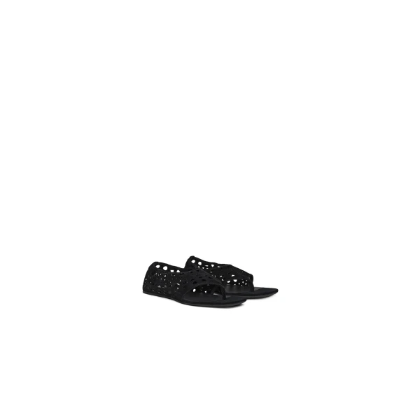 Alaia Vienne Thong Sandals in Velvet Calfskin, Black | Sandals | Luxury Shoes 