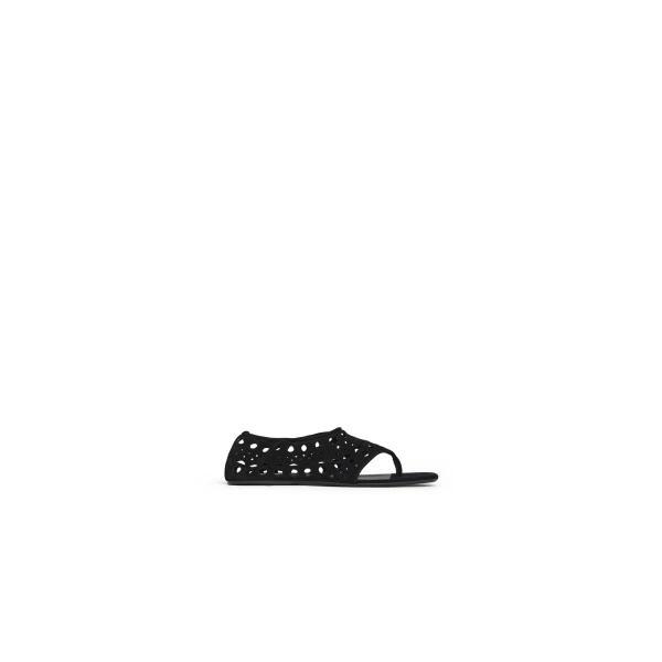 Vienne Thong Sandals in Velvet Calfskin, Black