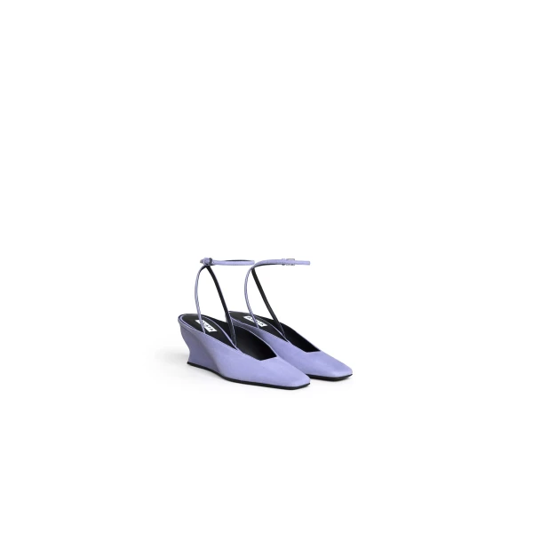 Alaia Wave Wedge Pumps in Suede, Lilac | Heels | Luxury Shoes 