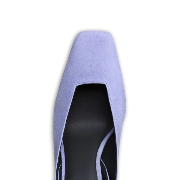 Alaia Wave Wedge Pumps in Suede, Lilac | Heels | Luxury Shoes 