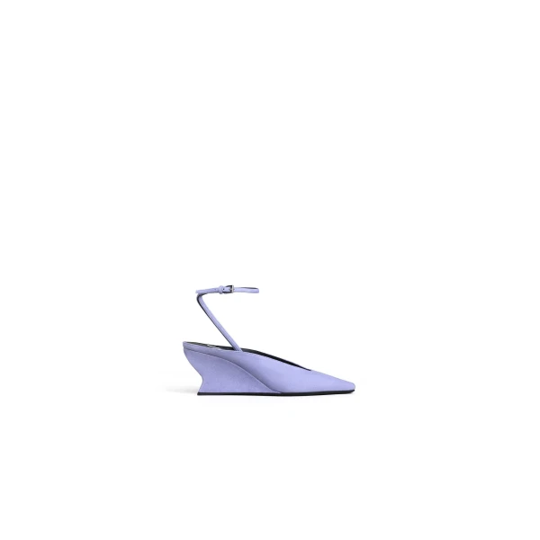 Alaia Wave Wedge Pumps in Suede, Lilac | Heels | Luxury Shoes 