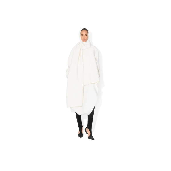 Alaia Wool Scarf Coat in Natural | Wool Coat | Luxury Shoes 