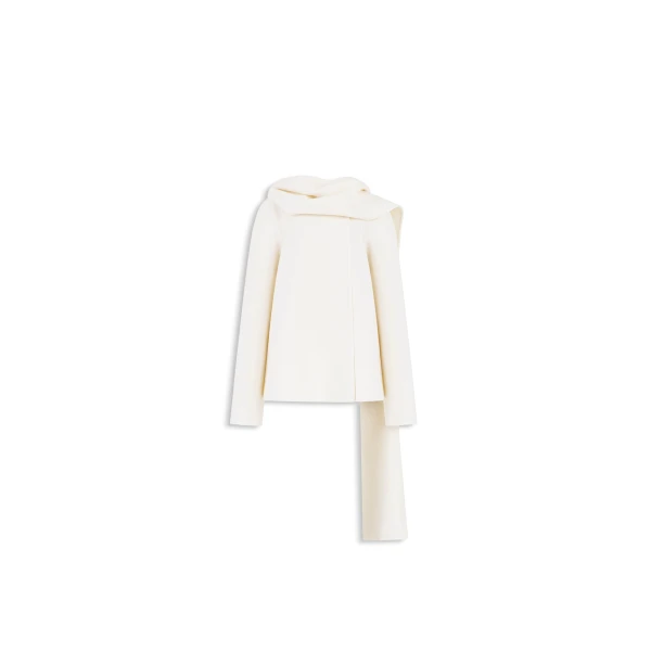 Alaia Wool Scarf Coat in Natural | Wool Coat | Luxury Shoes 